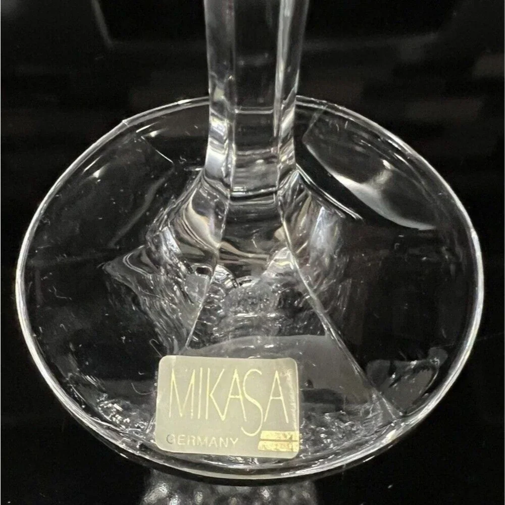 4 Vintage Mikasa Wine Goblets Uptown Crystal Glasses Vertical Cut Swirl Clear 9
